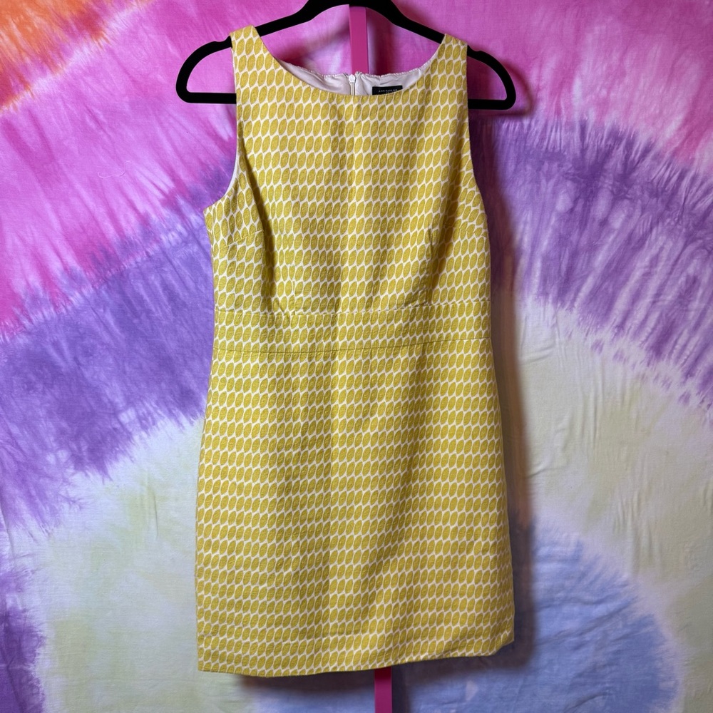 Ann Taylor Sunny Yellow Patterned Mini Dress ☮️